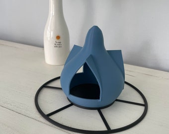 Petite mangeoire pour petits oiseaux imprimée en 3D, moderne et chic - Respectueux de l'environnement, design minimaliste, poste d'alimentation extérieur durable - Parfait pour le jardin et la terrasse