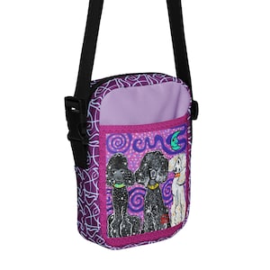 Poodle Utility crossbody bag, three poodles, Born to be Wild, purple poodle gifts, poodle purse