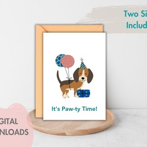 Cartão de aniversário para impressão, cartão digital com momentos caninos adoráveis, cartão de aniversário retrô para amantes de cães, download instantâneo, PDF e JPEG 5x7 4x6