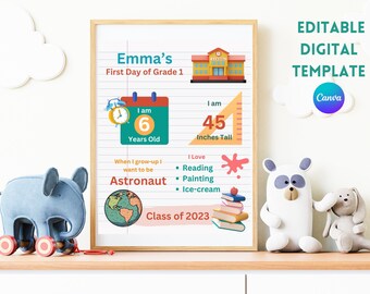 Printable First Day of School Sign Editable Back to School Sign First Printable First Day of School Sign Editable Back to School Sign First