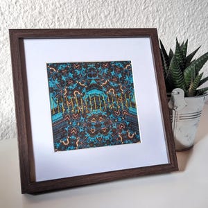 Original work 15x15cm - Illustration on hand-sewn artisanal paper - painting - framed