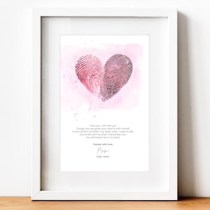 Personalised Fingerprint Heart Memorial Print: Sympathy Gift, Remembrance Art