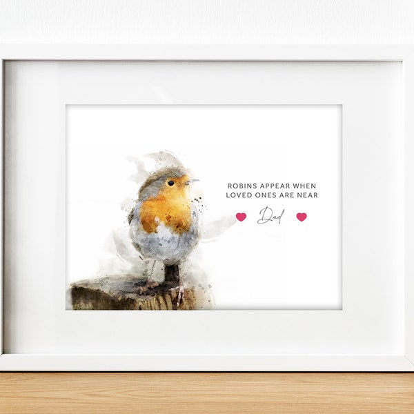 Unique Red Robin Print Personalised | Quote Options | Birthday Gift | Gift for Loss | Grief Gift  | Bereavement Gift | Remembrance Gift