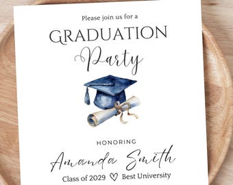 Graduation Invitation, Graduation Party Invitation Template, Modern Minimalist Grad Party Invitation Class of 2025, Editable Minimalist