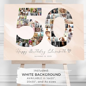 50th Birthday Photo Collage Poster TEMPLATE 50th Birthday Party Favors 50th Birthday Gifts for women and men 50th Birthday Party Decorations