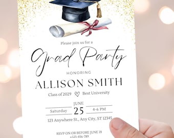 Graduation Invitation, digital graduation invitation, Grad Party Invite, Graduation Party Invitation Class of 2025, Graduation Dinner