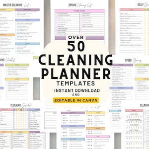 EDITABLE ADHD Cleaning Planner Bundle Daily Weekly Monthly Cleaning Checklist Deep Cleaning Home Schedule Household Cleaning Printable PDF
