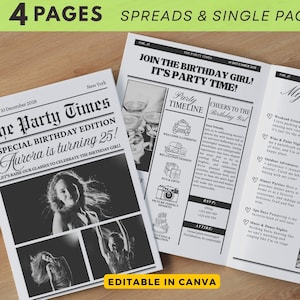 Editable Birthday Newspaper Template, Editable Newspaper Birthday, Large Newspaper Template, Birthday Newspaper Poster Printable