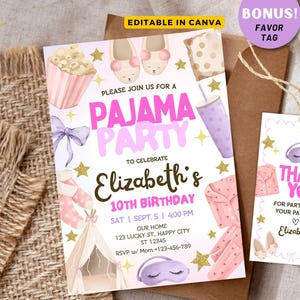 13th Birthday Pajama Party Birthday Invitation Sleepover Slumber Birthday Party Invitation 10th Birthday Instant download Digital Invite