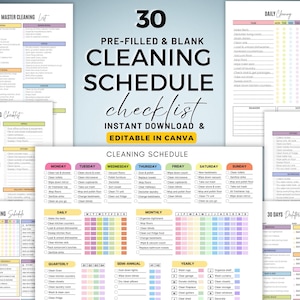 EDITABLE ADHD Cleaning Planner Bundle Daily Weekly Monthly Cleaning Checklist Deep Cleaning Home Schedule Household Cleaning Printable PDF