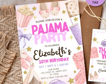 Pajama Party Birthday Invitation Sleepover Slumber Birthday Party Invitation Editable Template Instant download Slumber Party Digital Invite