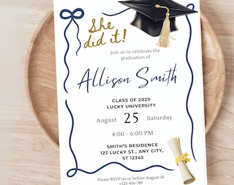 Graduation Party Invitation, Grad Party Invite, Template Editable, Graduation Announcement, Graduation Party Invite Download, Class of 2025