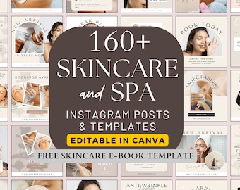 Skincare Instagram Coach Aesthetic Post Templates, Beauty Social Media Business, Luxury Esthetician, Dermatologist, Editable Canva Content