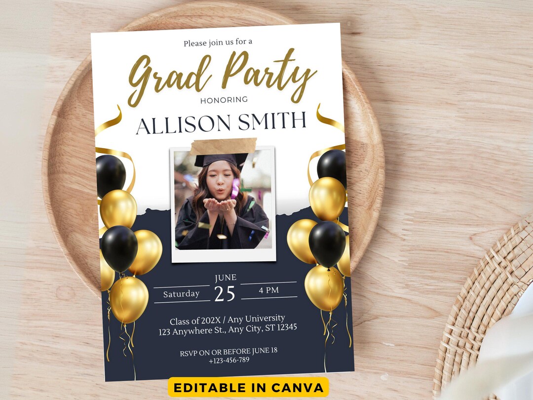 Graduation Party Invitation, Grad Party Invite, Template Editable ...