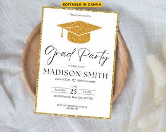 Editable Graduation Invitation, digital graduation invitation, Grad Party Invite, Graduation Party, Graduation Party Invite, Class of 2025