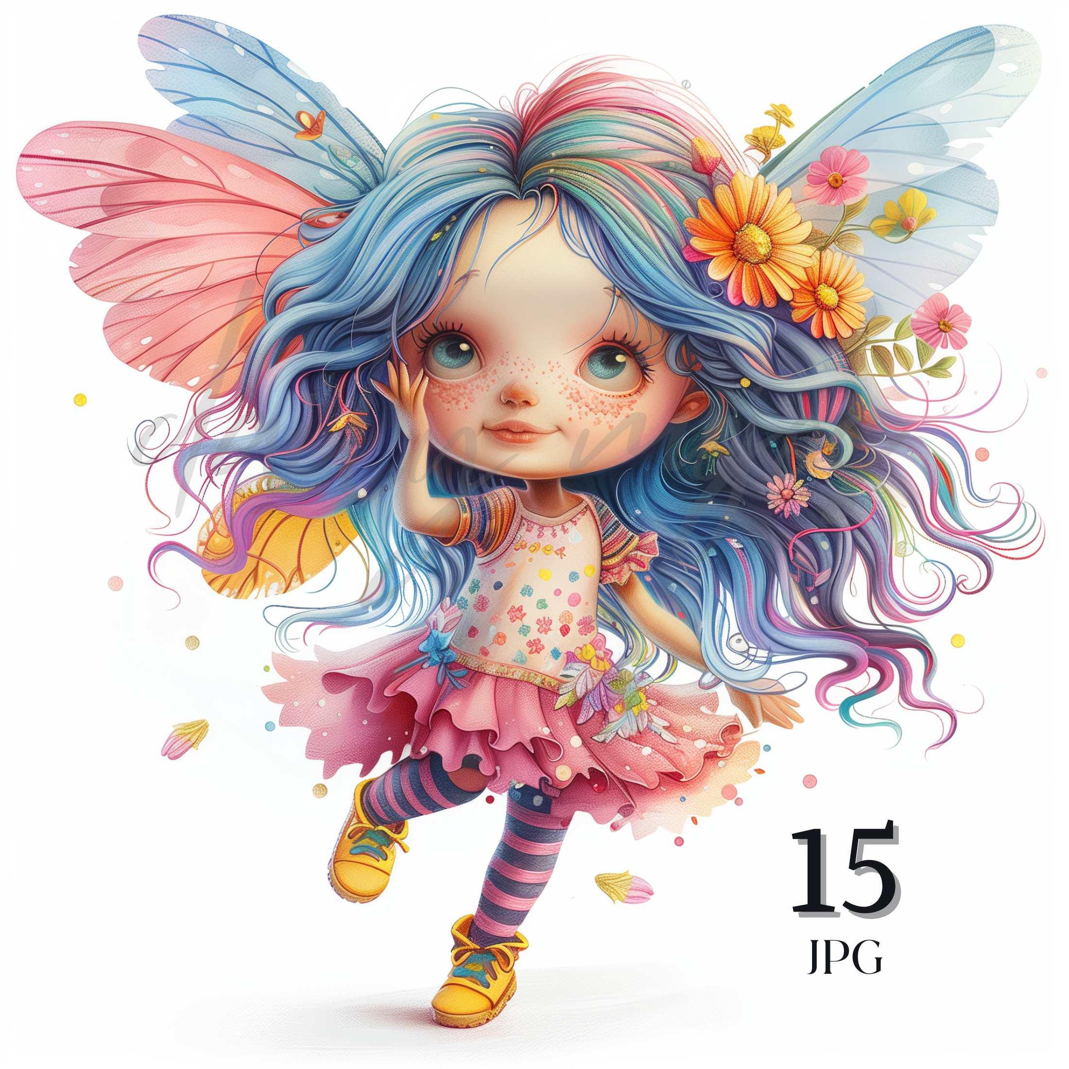 Unique Quirky Fairy Clipart Bundle, Cute Whimsical Fairy for Nursery ...