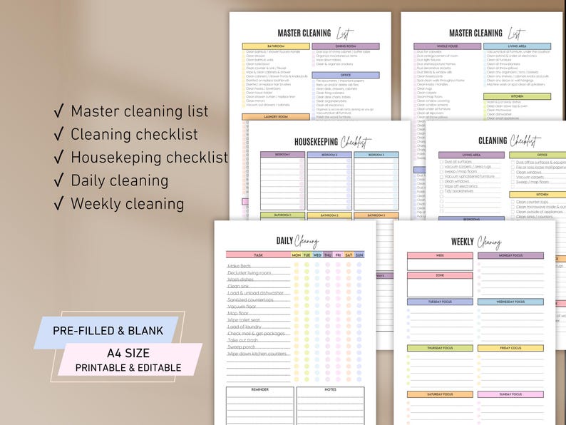 EDITABLE ADHD Cleaning Planner Bundle Daily Weekly Monthly Cleaning ...