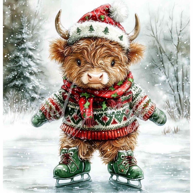 Christmas Animals Sweater Clipart, Winter Family 300 DPI, Woodland
