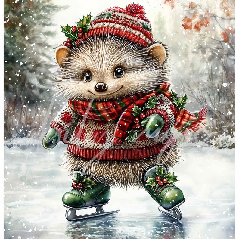 Christmas Animals Sweater Clipart, Winter Family 300 DPI, Woodland