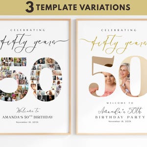 50th Birthday Photo Collage Poster EDITABLE TEMPLATE 50th Birthday Party Favors 50th Birthday Gifts for women and men 50th Birthday Decor