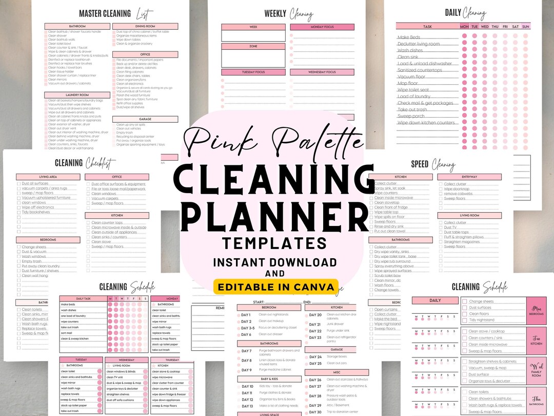 EDITABLE Cleaning Checklist Schedule Bundle, Daily Weekly Monthly ...