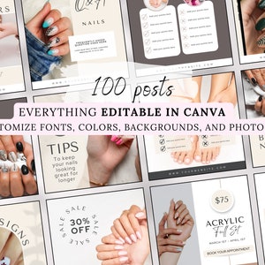 Nail Salon Posts, Social Media Posts, Instagram Posts for Nail Technicians, Nail Salon Templates, Canva Templates, Editable, Social Media Branding for Nail Technicians, Canva Templates, Beauty Business Instagram, Design Quotes Artist Promotion Kit