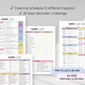 EDITABLE ADHD Cleaning Planner Bundle Daily Weekly Monthly Cleaning ...