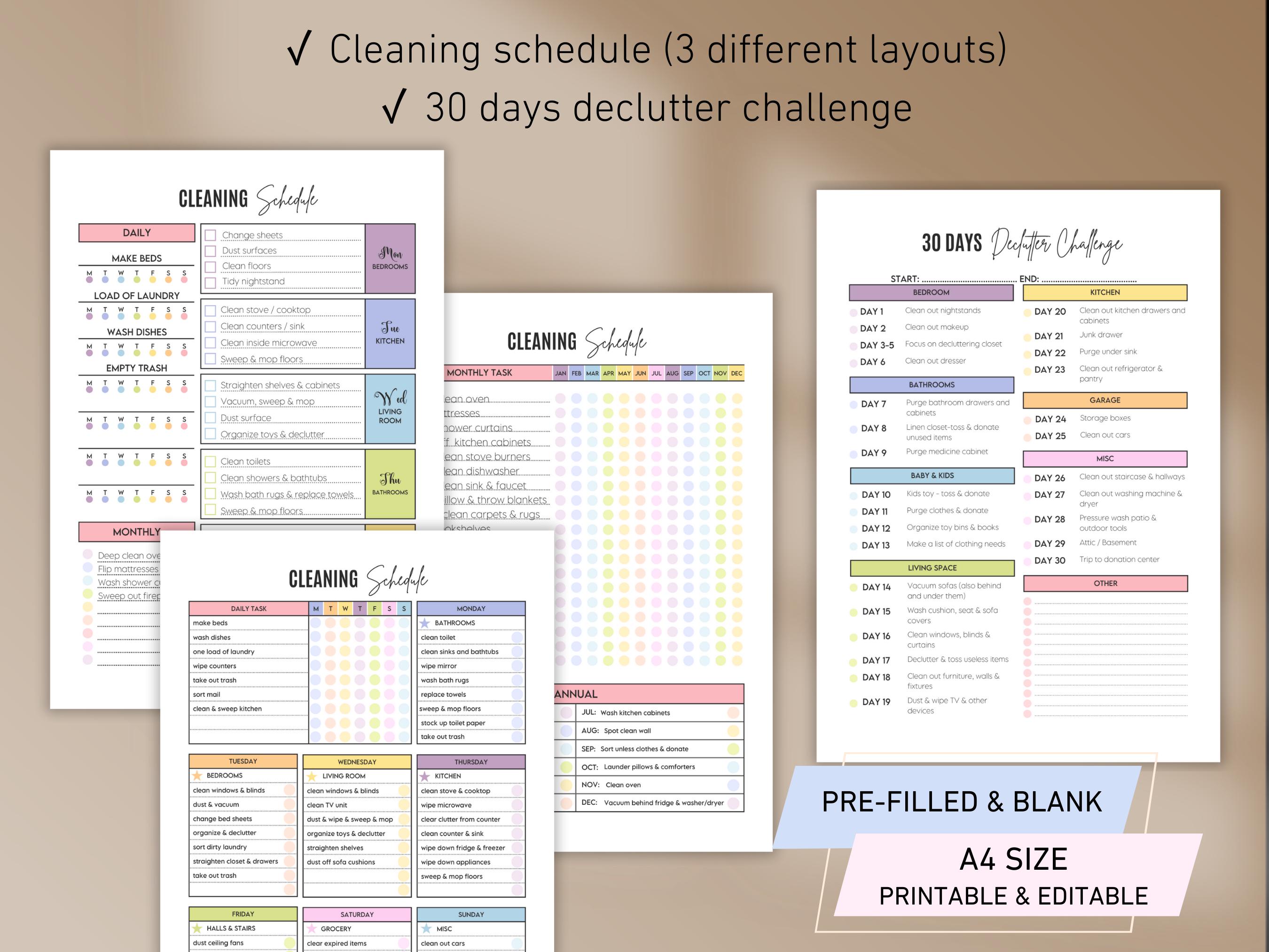 EDITABLE ADHD Cleaning Planner Bundle Daily Weekly Monthly Cleaning ...