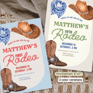 Cowboy Wild West Invitation, First Rodeo Birthday Invitation, Rodeo 1st Birthday Invite, Rodeo Party Favors, Cowboy Invite Editable Template