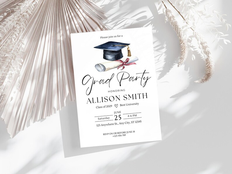 Graduation Party Invitation, Grad Party Invite, Template Editable, Graduation Announcement, Graduation Party Invite Download, Class of 2025