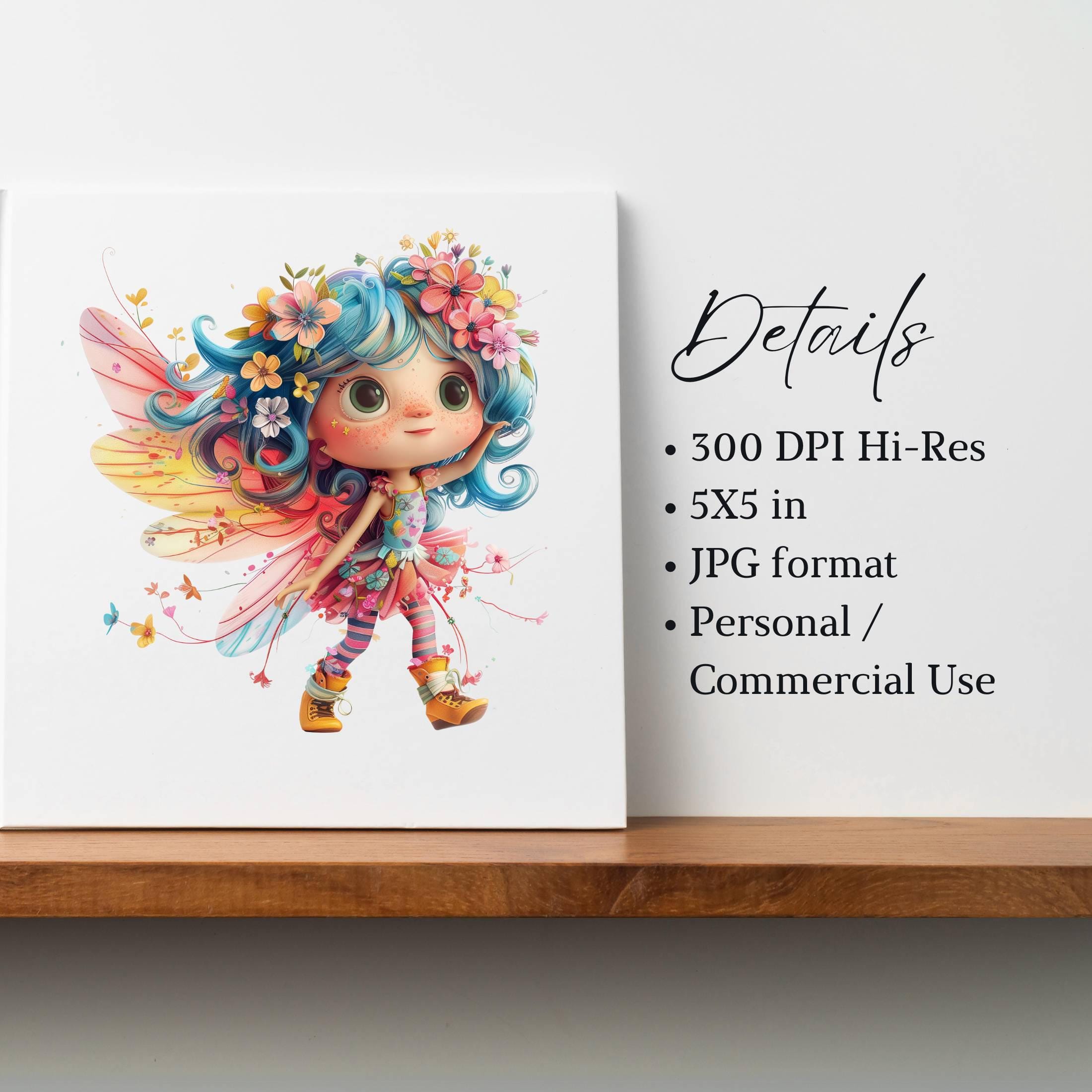 Unique Quirky Fairy Clipart Bundle, Cute Whimsical Fairy for Nursery ...