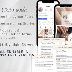 Nail Salon Posts, Social Media Posts, Instagram Posts for Nail Technicians, Nail Salon Templates, Canva Templates, Editable, Social Media Branding for Nail Technicians, Canva Templates, Beauty Business Instagram, Design Quotes Artist Promotion Kit