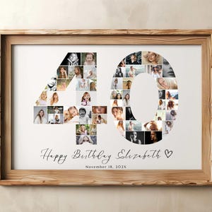 40th Birthday Photo Collage, Personalized 40th Birthday Photo Collage, Family Gift, Number Collage, Gifts for Him, Gifts for Her, 40 Collage