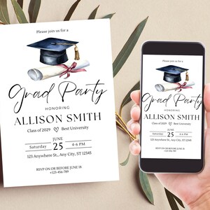 Graduation Party Invitation, Grad Party Invite, Template Editable, Graduation Announcement, Graduation Party Invite Download, Class of 2025