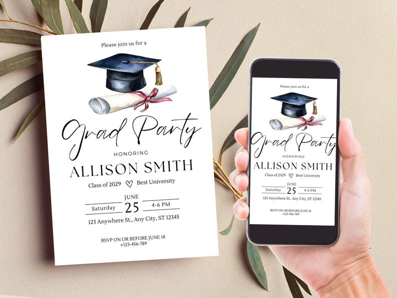 Graduation Party Invitation, Grad Party Invite, Template Editable, Graduation Announcement, Graduation Party Invite Download, Class of 2025
