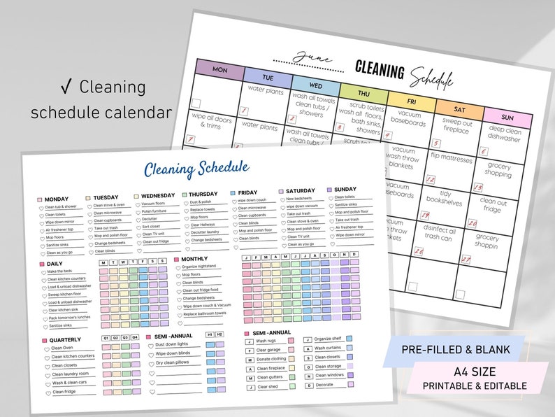 EDITABLE ADHD Cleaning Planner Bundle Daily Weekly Monthly Cleaning ...