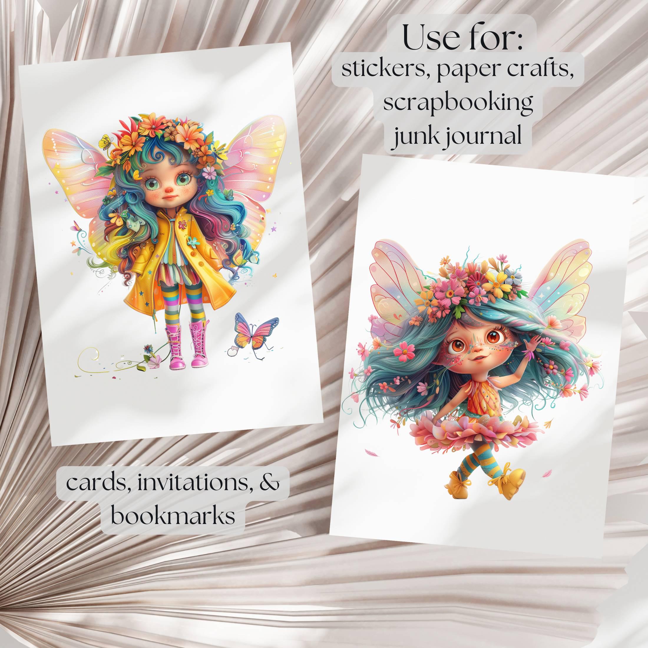 Unique Quirky Fairy Clipart Bundle, Cute Whimsical Fairy for Nursery ...