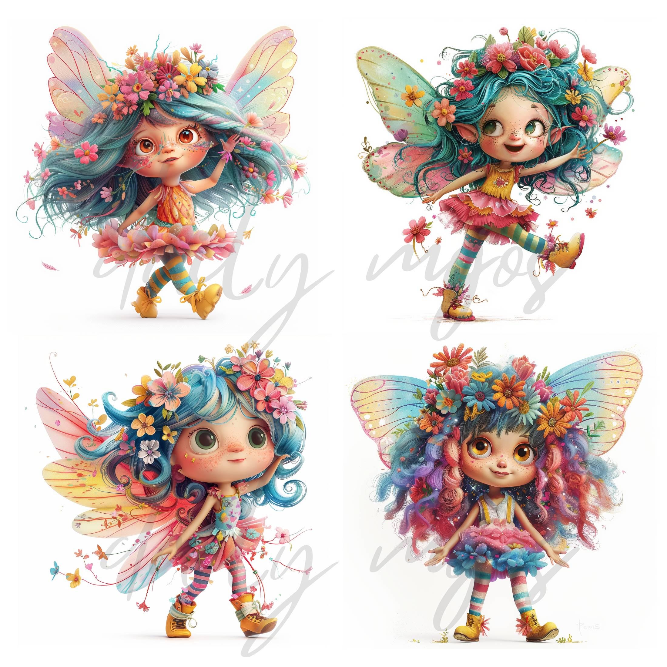 Unique Quirky Fairy Clipart Bundle, Cute Whimsical Fairy for Nursery ...