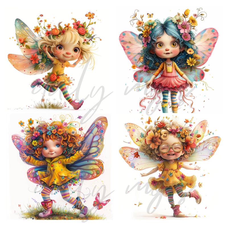 Unique Quirky Fairy Clipart Bundle, Cute Whimsical Fairy for Nursery ...