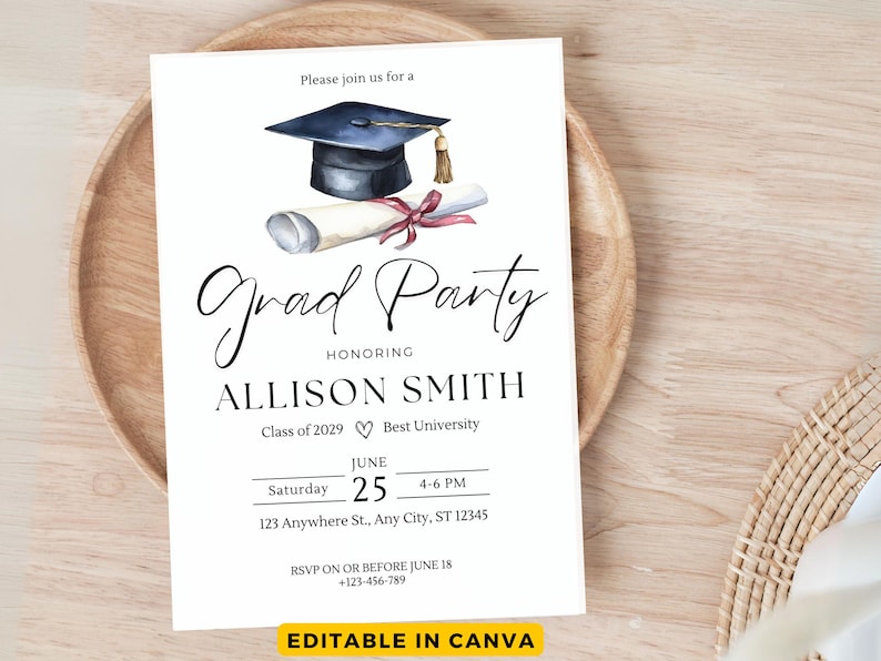Graduation Party Invitation, Grad Party Invite, Template Editable, Graduation Announcement, Graduation Party Invite Download, Class of 2025