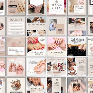 Nail Salon Posts, Social Media Posts, Instagram Posts for Nail Technicians, Nail Salon Templates, Canva Templates, Editable, Social Media Branding for Nail Technicians, Canva Templates, Beauty Business Instagram, Design Quotes Artist Promotion Kit