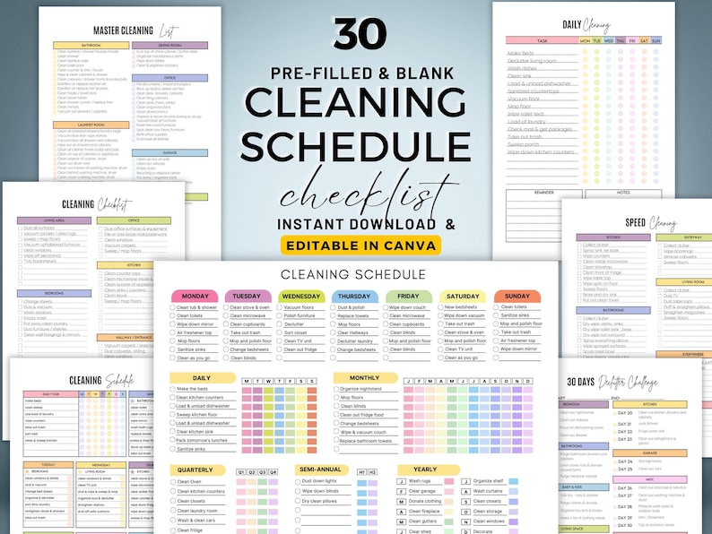 EDITABLE ADHD Cleaning Planner Bundle Daily Weekly Monthly Cleaning ...