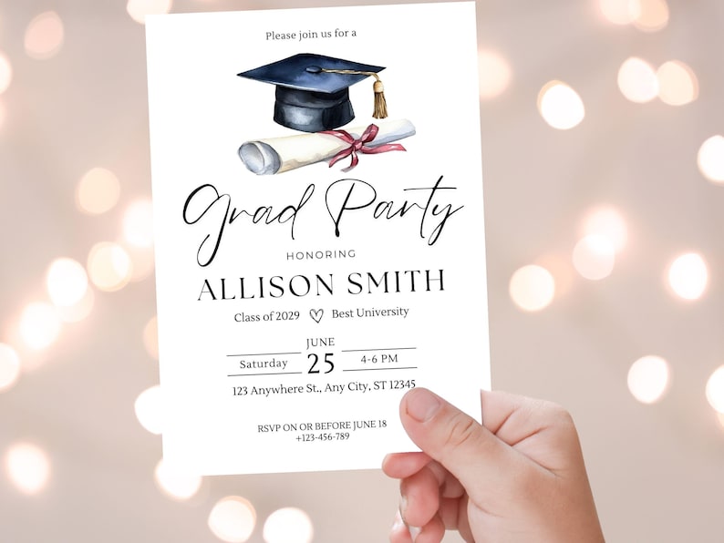 Graduation Party Invitation, Grad Party Invite, Template Editable, Graduation Announcement, Graduation Party Invite Download, Class of 2025