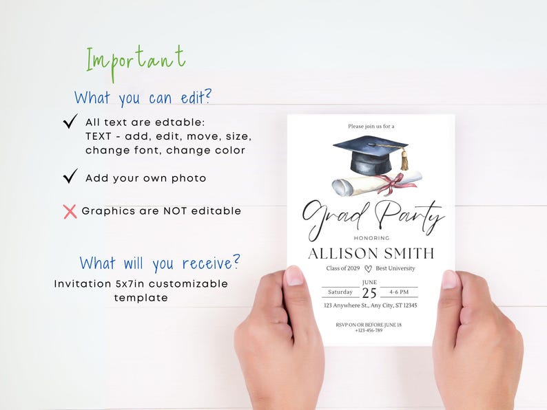 Graduation Party Invitation, Grad Party Invite, Template Editable, Graduation Announcement, Graduation Party Invite Download, Class of 2025