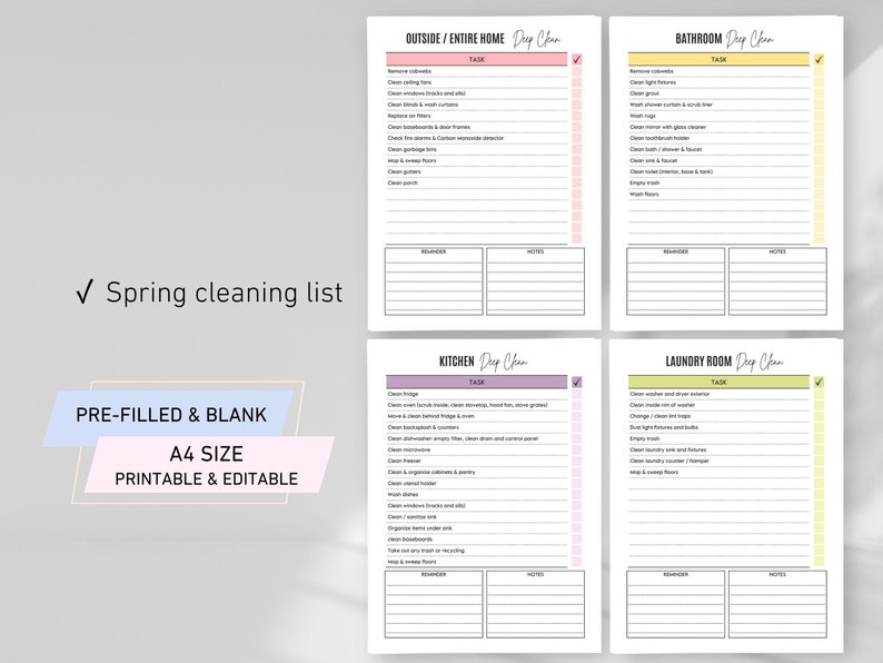 EDITABLE ADHD Cleaning Planner Bundle Daily Weekly Monthly Cleaning ...