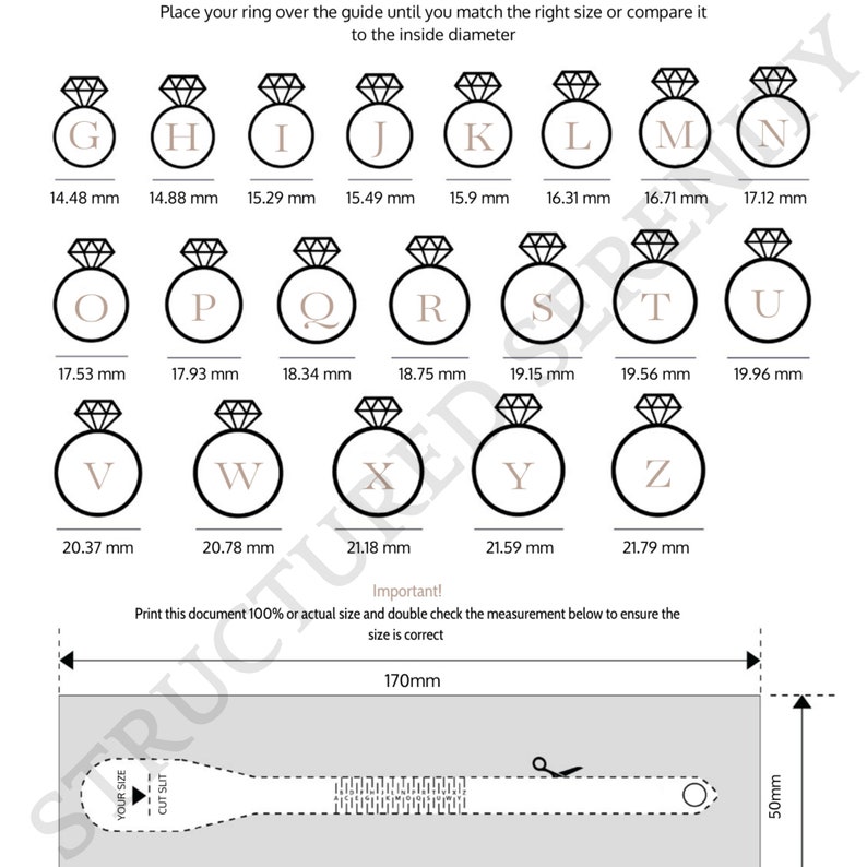 Buy Ring Sizer Chart Printable Ring Size Measuring Tool Online in India ...