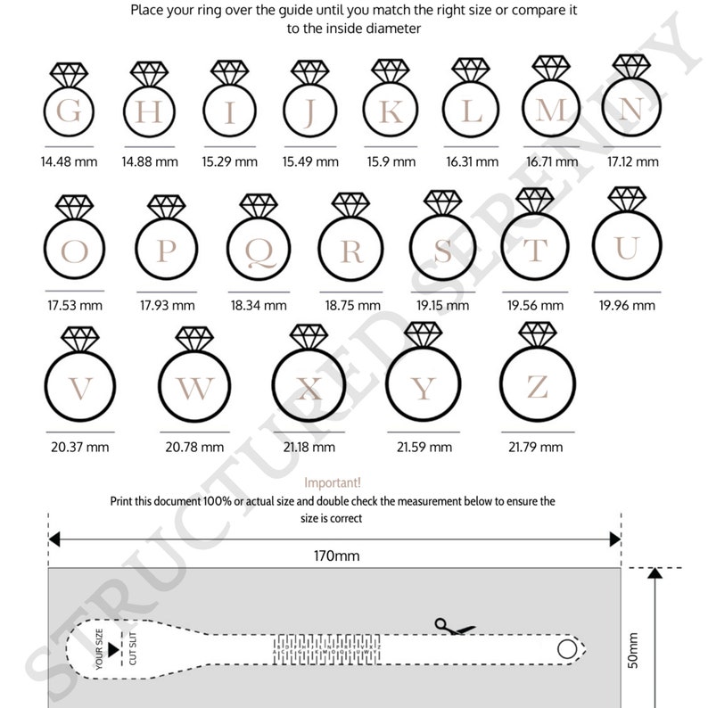 Buy Ring Sizer Chart Printable Ring Size Measuring Tool Online In India 