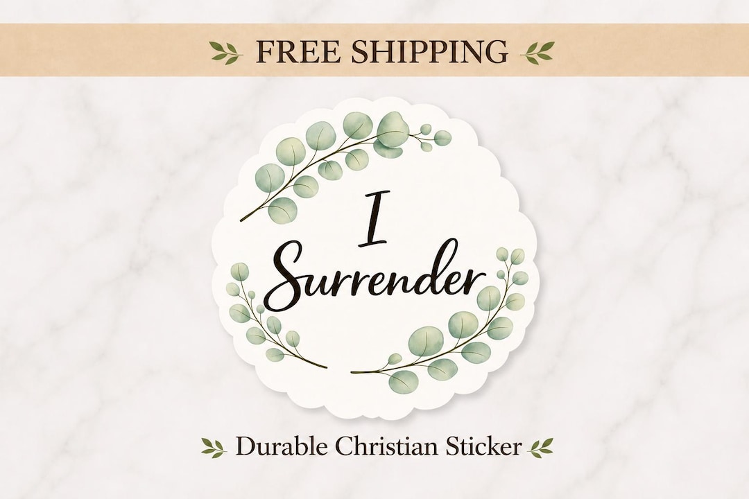 I Surrender Christian Sticker | Floral Faith Decal for Water Bottle ...