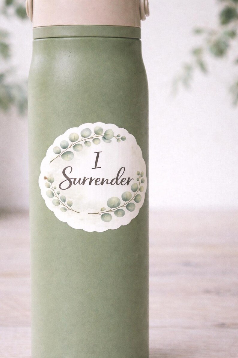 I Surrender Christian Sticker, Floral Eucalyptus Decal, Waterproof ...