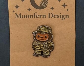Bigfoot Camo Enamel Pin, Cryptid Hunter Gift, Sasquatch Stealth Pin for Backpacks, Spooky Cute Outdoor Accessory, Paranormal Flair